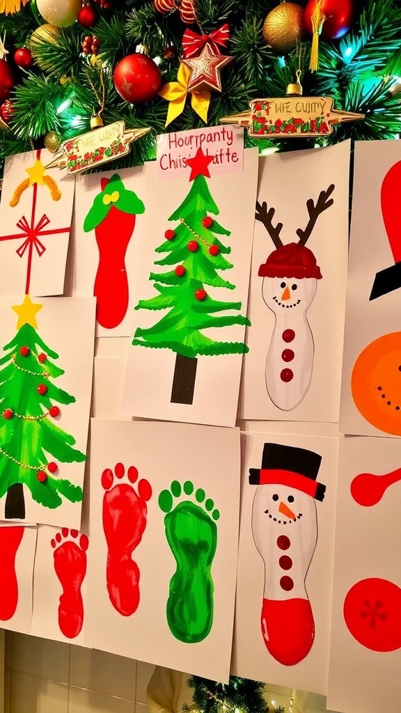 Christmas Footprint Art for Kids Children